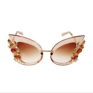Brown Cat-Eye Sunglasses with Rhinestones